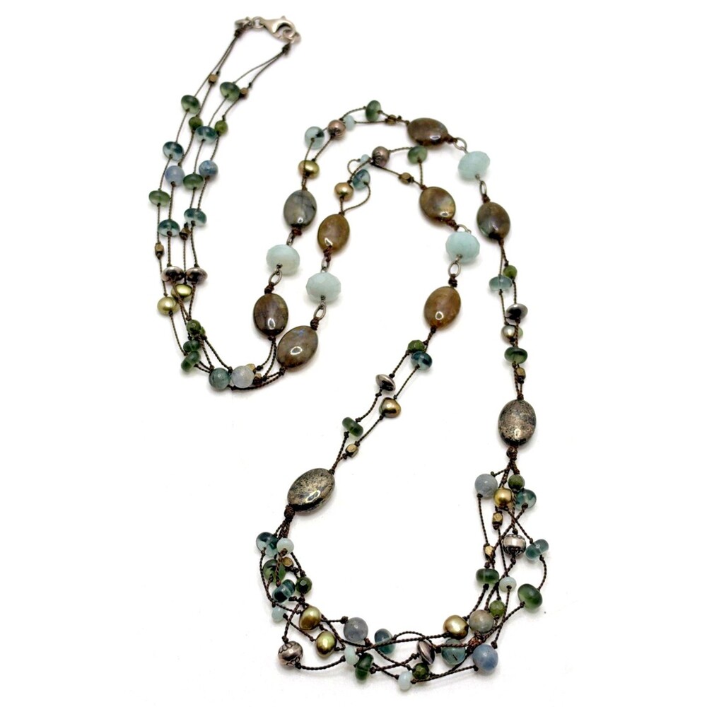 SILPADA Multi-Stone Necklace Labradorite Amazonite Pyrite Pearls Sterling N1890